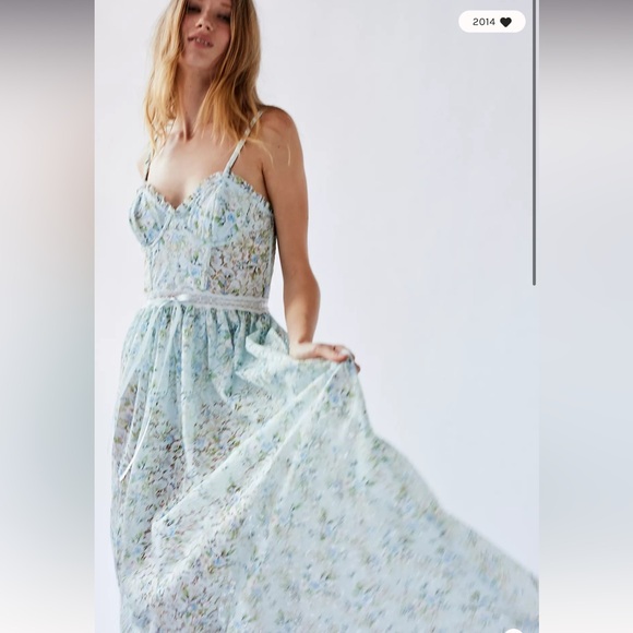 Free People For Love & Lemons Cecelia Lace Bodysuit Bustier Maxi Dress - Picture 2 of 8
